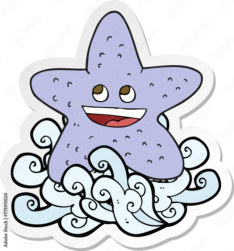 sticker of a cartoon starfish sticker of a cartoon starfish