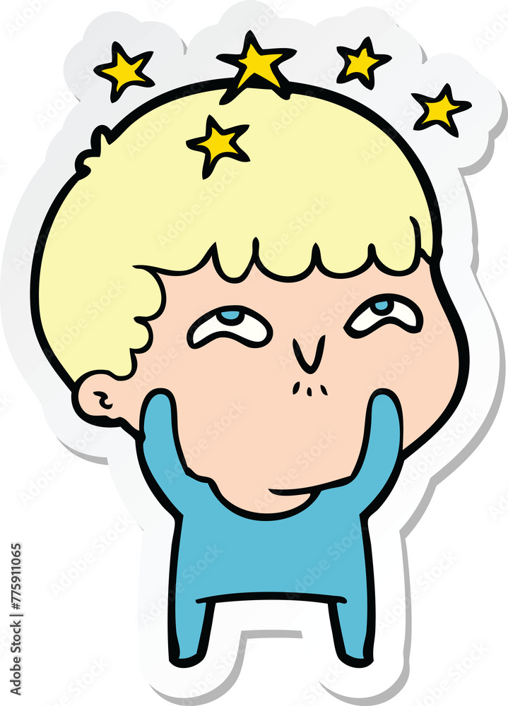 sticker of a cartoon amazed boy sticker of a cartoon amazed boy