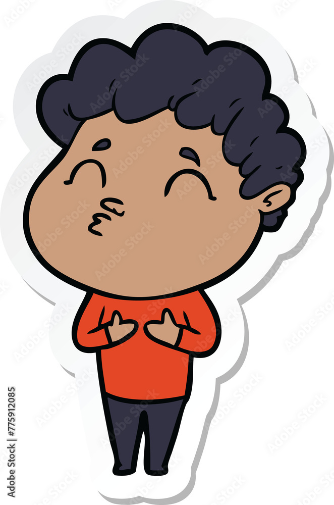sticker of a cartoon man pouting