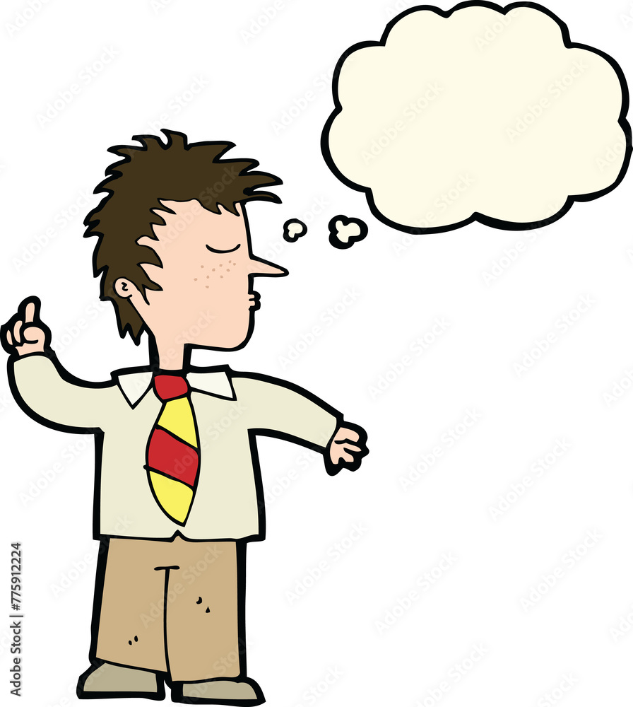 cartoon man making his point with thought bubble cartoon man making his point with thought bubble