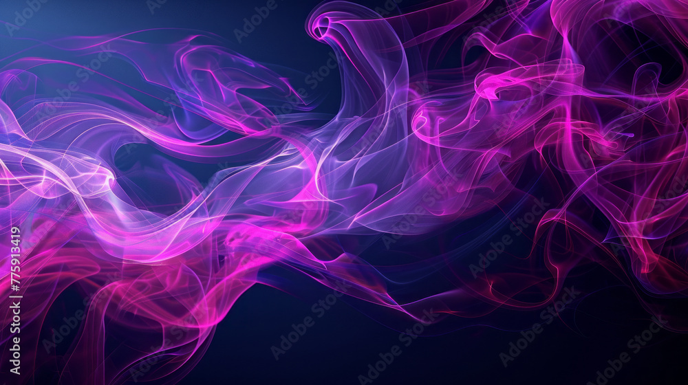 Abstract shapes and smoke, UV light, modern composition background