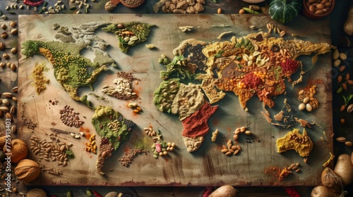 A global view of food scarcity, highlighting areas most affected by hunger and the need for food aid.