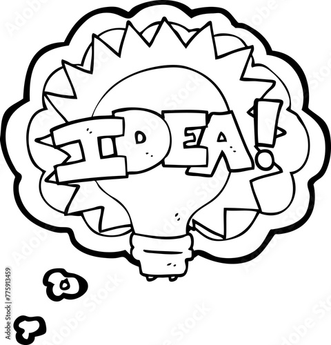 freehand drawn thought bubble cartoon idea light bulb symbol