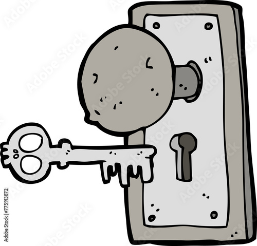 cartoon spooky old door knob