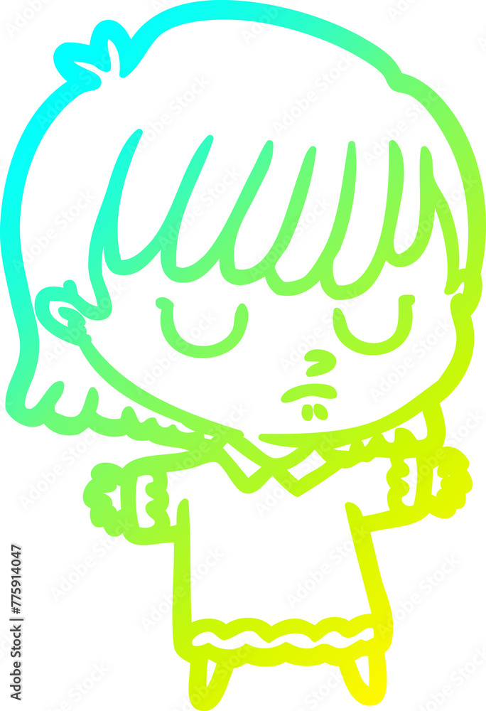 cold gradient line drawing of a cartoon woman cold gradient line drawing of a cartoon woman