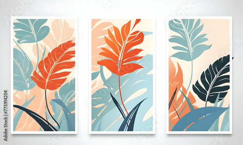 bundle set Abstract tropical leaves elements © Ilham