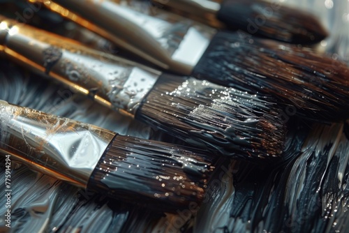 Close up of a bunch of paint brushes. Perfect for art and creativity concepts