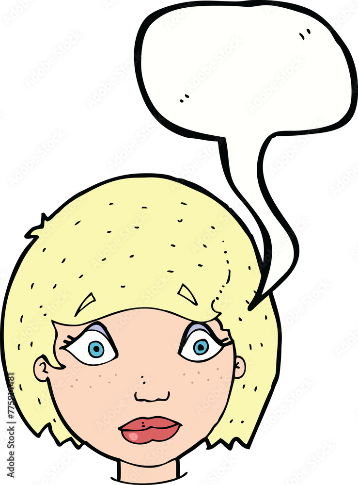 cartoon worried female face with speech bubble cartoon worried female face with speech bubble