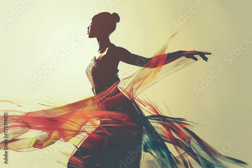 Black African woman graceful dance, abstract illustration concept