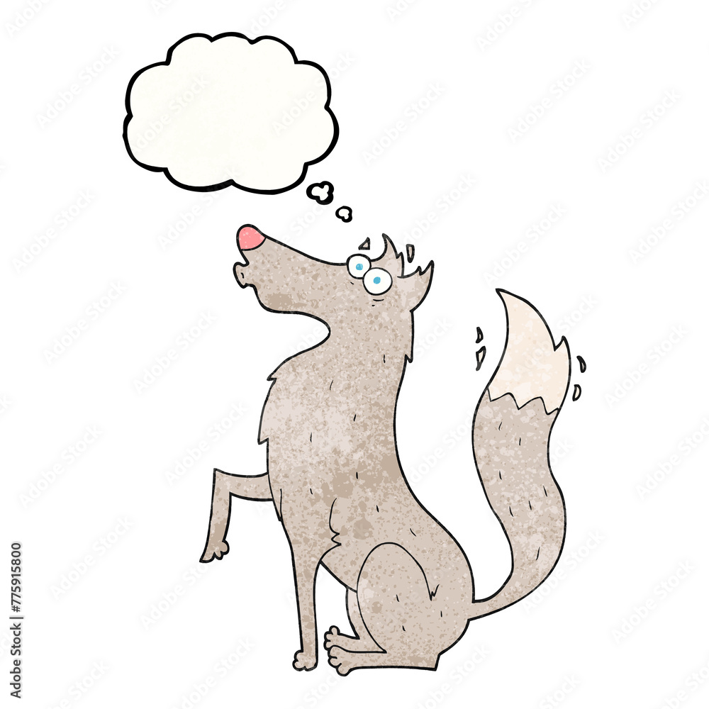 freehand drawn thought bubble textured cartoon wolf freehand drawn thought bubble textured cartoon wolf