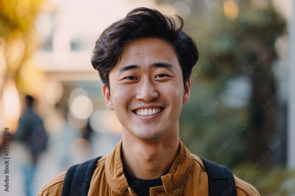 Jovial Asian man smiling. Young smart guy. Generate Ai Jovial Asian man smiling. Young smart guy. Generate Ai