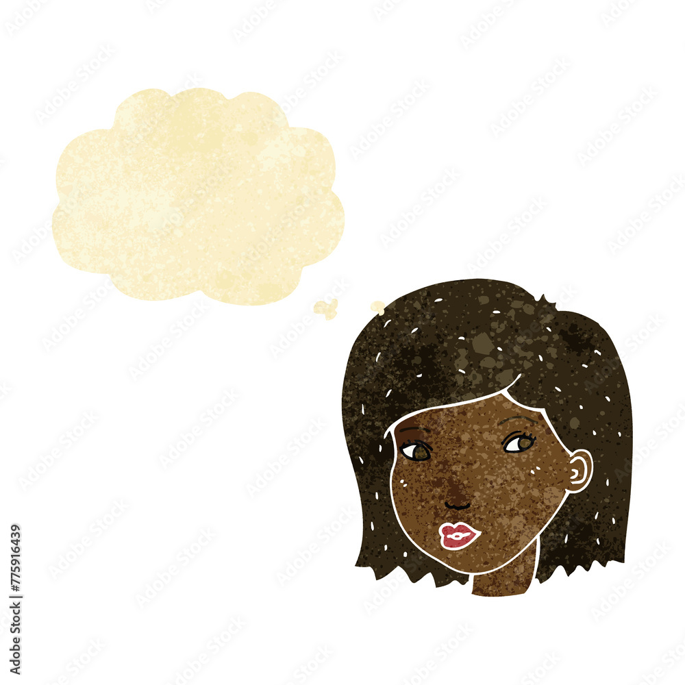 cartoon female face with thought bubble cartoon female face with thought bubble