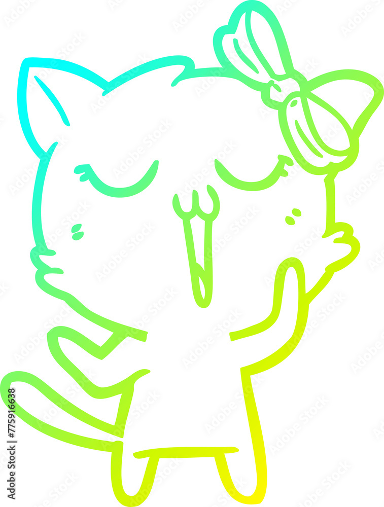 cold gradient line drawing of a cartoon cat cold gradient line drawing of a cartoon cat