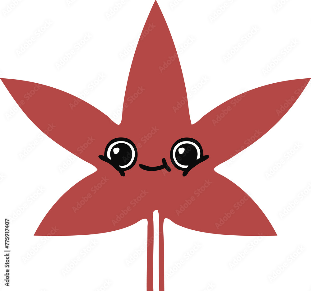 flat color retro cartoon of a autumnal leaf flat color retro cartoon of a autumnal leaf