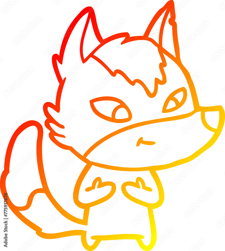 warm gradient line drawing of a friendly cartoon wolf warm gradient line drawing of a friendly cartoon wolf