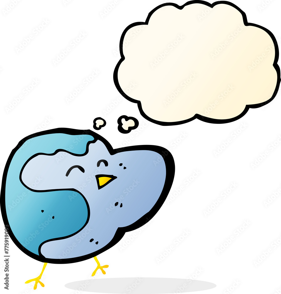 Obraz premium cartoon bird with thought bubble