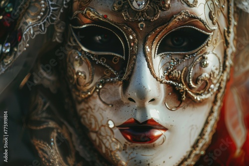 Detailed close up of a person wearing a mask. Suitable for various concepts and designs © Fotograf