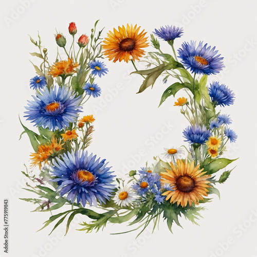 Colorful Floral Wreath Illustration