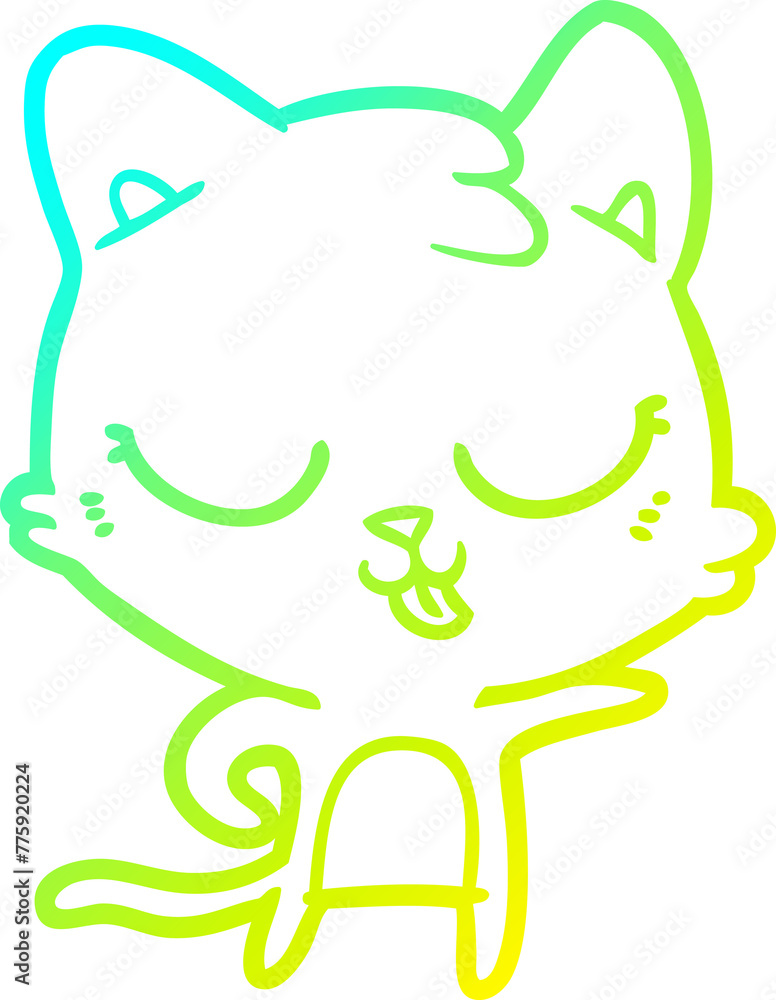 cold gradient line drawing of a cartoon cat cold gradient line drawing of a cartoon cat