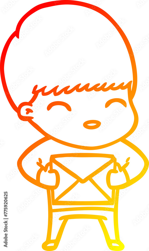 warm gradient line drawing of a happy cartoon boy warm gradient line drawing of a happy cartoon boy
