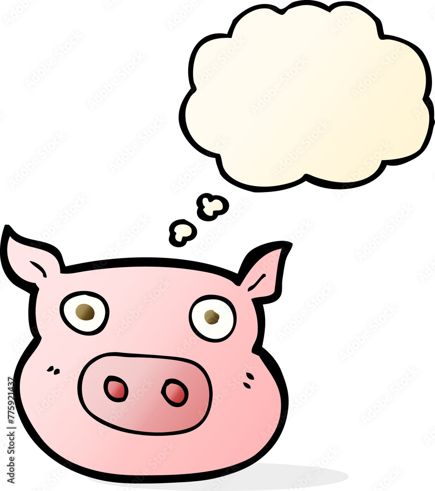 cartoon pig face with thought bubble cartoon pig face with thought bubble