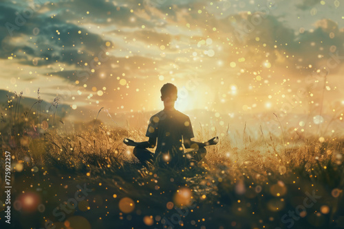 Spiritual awakening meditation transcendental mindfulness background concept