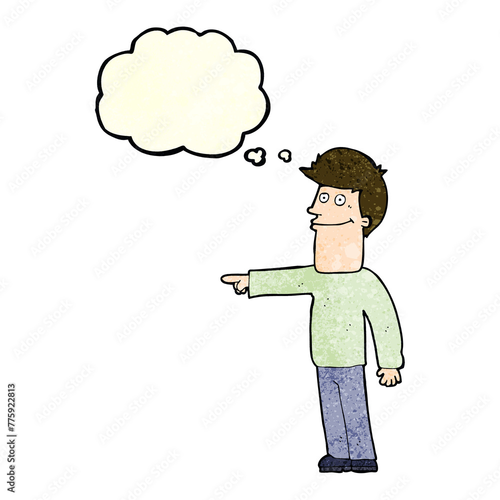 cartoon man pointing with thought bubble cartoon man pointing with thought bubble