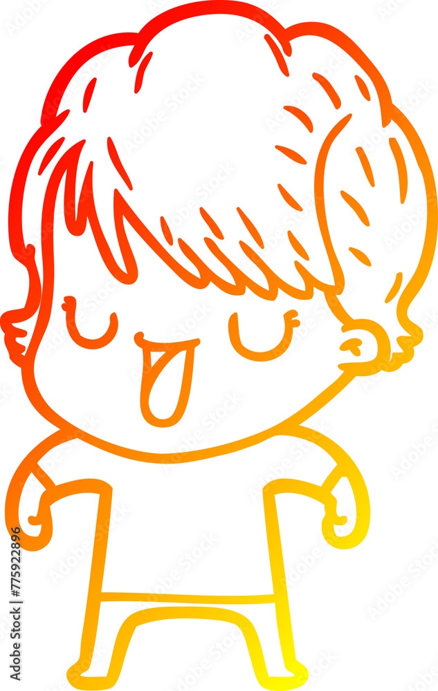 warm gradient line drawing of a cartoon woman talking warm gradient line drawing of a cartoon woman talking