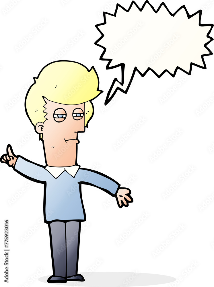 cartoon man narrowing eyes with speech bubble cartoon man narrowing eyes with speech bubble