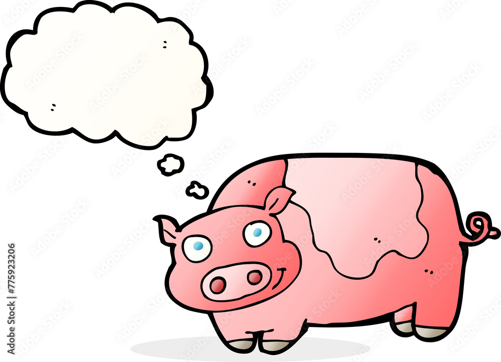 cartoon pig with thought bubble cartoon pig with thought bubble