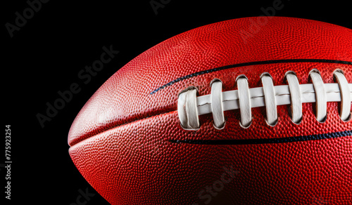 Exquisite view of an American football ball, Large details, Black background and Wallpaper © daniiD
