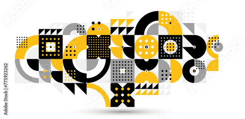 Bauhaus trendy abstract geometric vector background, tiling mosaic pattern Memphis style abstraction, cool creative wallpaper composition.