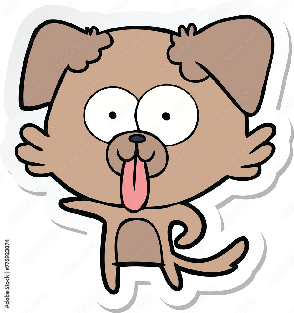 sticker of a cartoon dog with tongue sticking out sticker of a cartoon dog with tongue sticking out