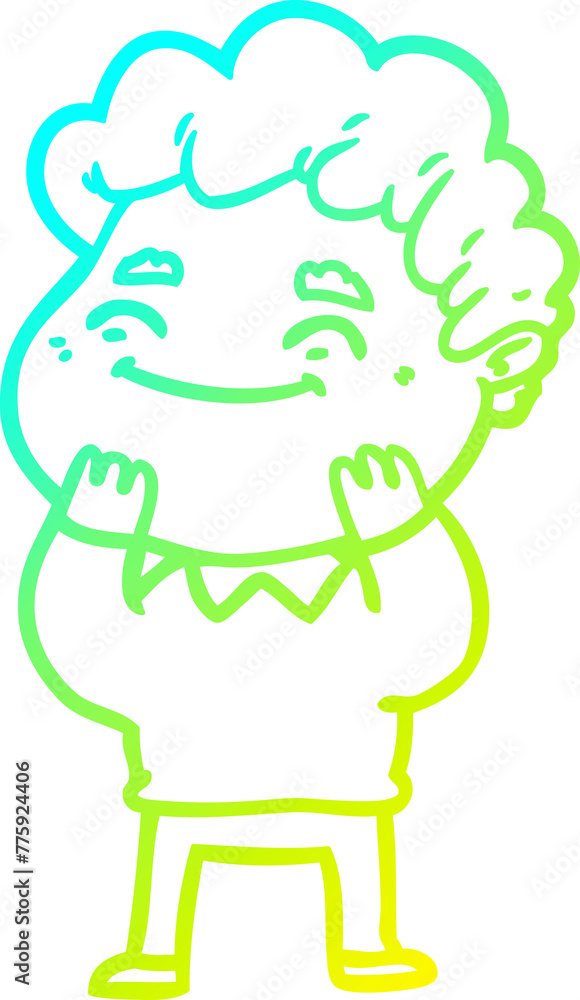 cold gradient line drawing of a cartoon friendly man cold gradient line drawing of a cartoon friendly man