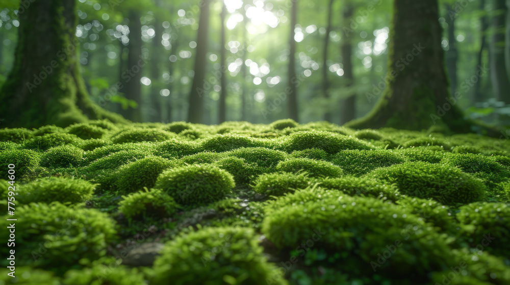 Moss-Covered Path in Lush Woodland Moss-Covered Path in Lush Woodland