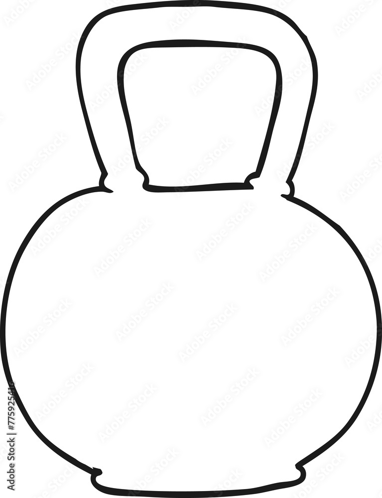 freehand drawn black and white cartoon 40kg kettle bell weight freehand drawn black and white cartoon 40kg kettle bell weight