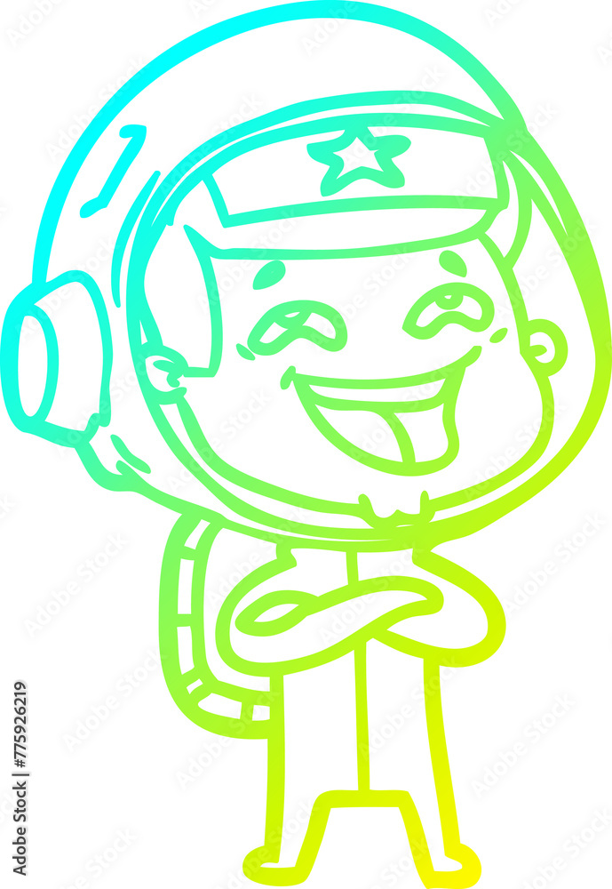 cold gradient line drawing of a cartoon laughing astronaut cold gradient line drawing of a cartoon laughing astronaut