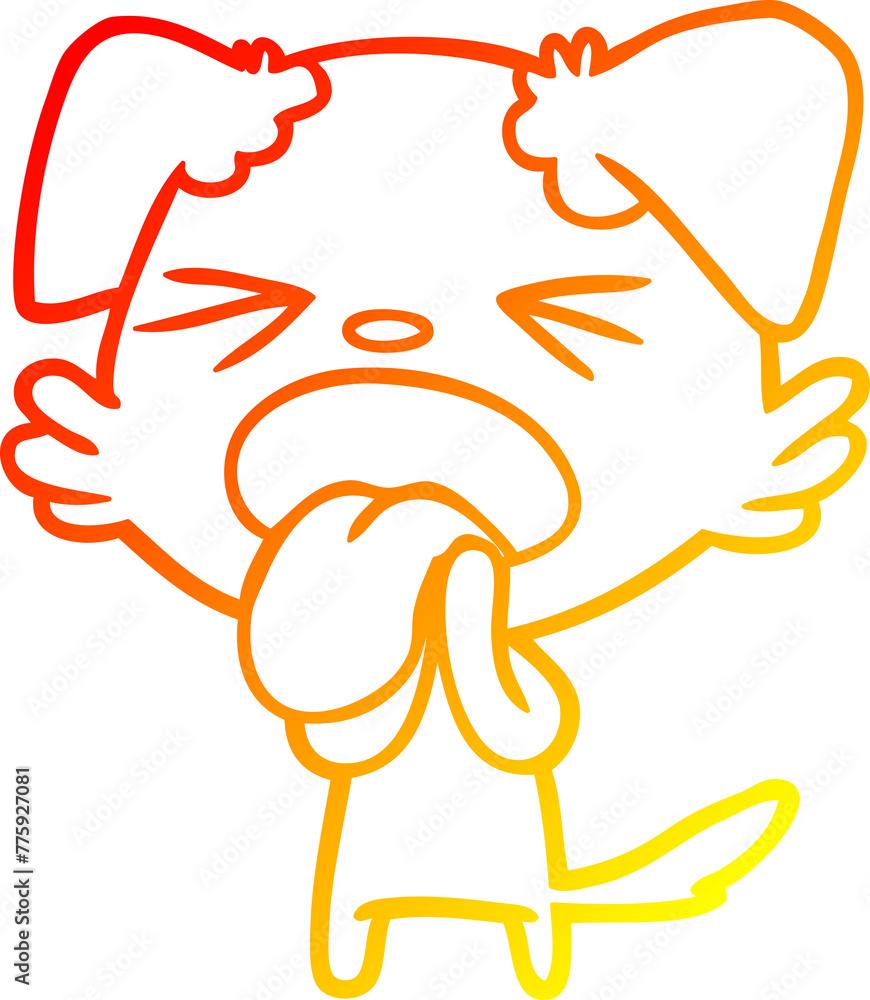 warm gradient line drawing of a cartoon disgusted dog warm gradient line drawing of a cartoon disgusted dog