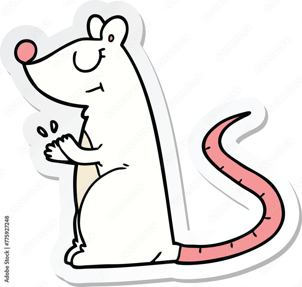 sticker of a cartoon white mouse sticker of a cartoon white mouse