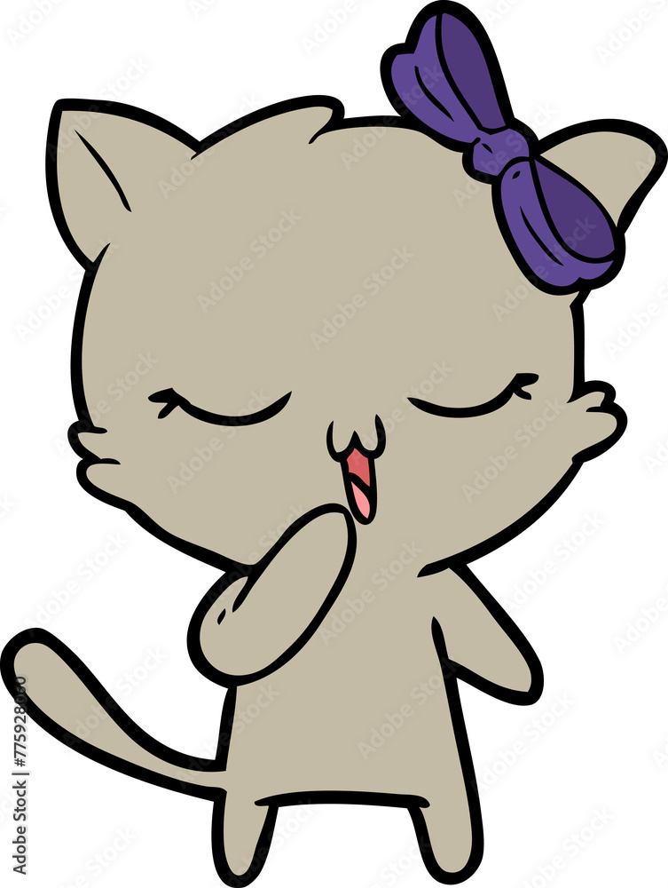 cartoon cat with bow on head cartoon cat with bow on head