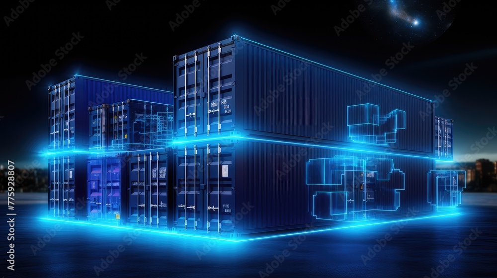 Modern accounting and warehousing of containers in large storage areas.