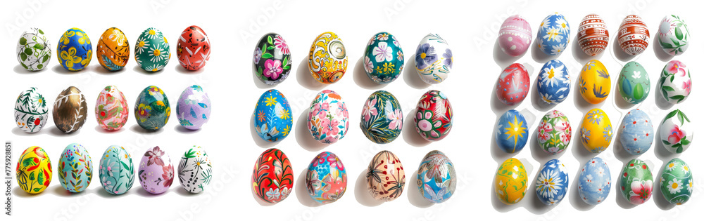 Collection of photos perfect colorful handmade easter eggs