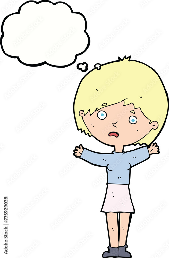 cartoon worried woman with thought bubble cartoon worried woman with thought bubble