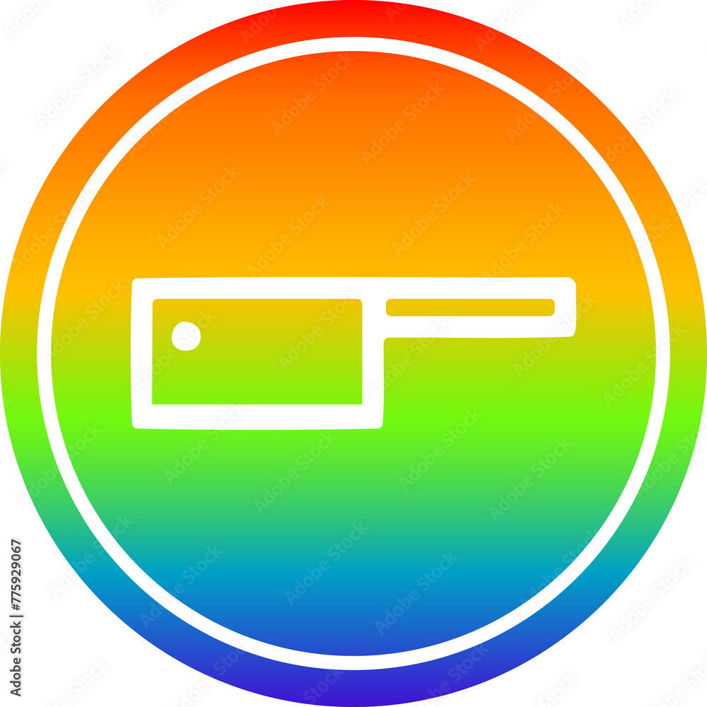 meat cleaver circular icon with rainbow gradient finish meat cleaver circular icon with rainbow gradient finish