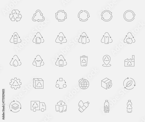 Recycling vector icon logo badge collection