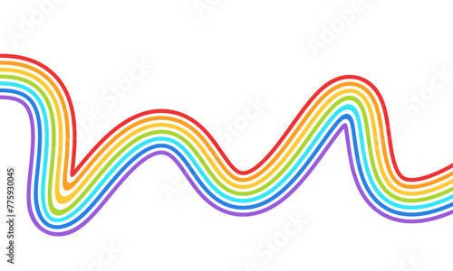 Cute line rainbow wave curved abstract background illustration vector