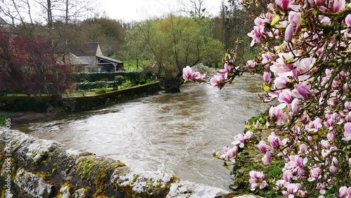 The Sarthe river at Saint-Céneri-le-Gérei in the Orne Alpes Mancelles region France Europe