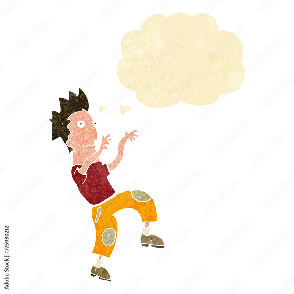 cartoon happy man doing funny dance with thought bubble cartoon happy man doing funny dance with thought bubble