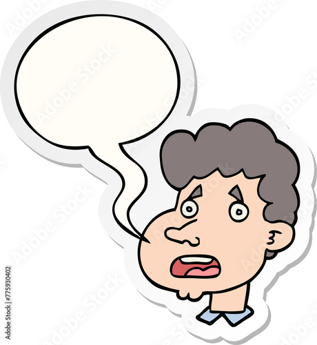 cartoon shocked man with speech bubble sticker