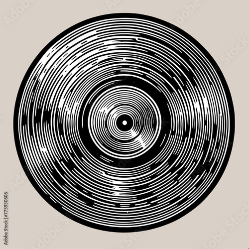 Vintage Vinyl Record. Vintage woodcut engraving style vector illustration.